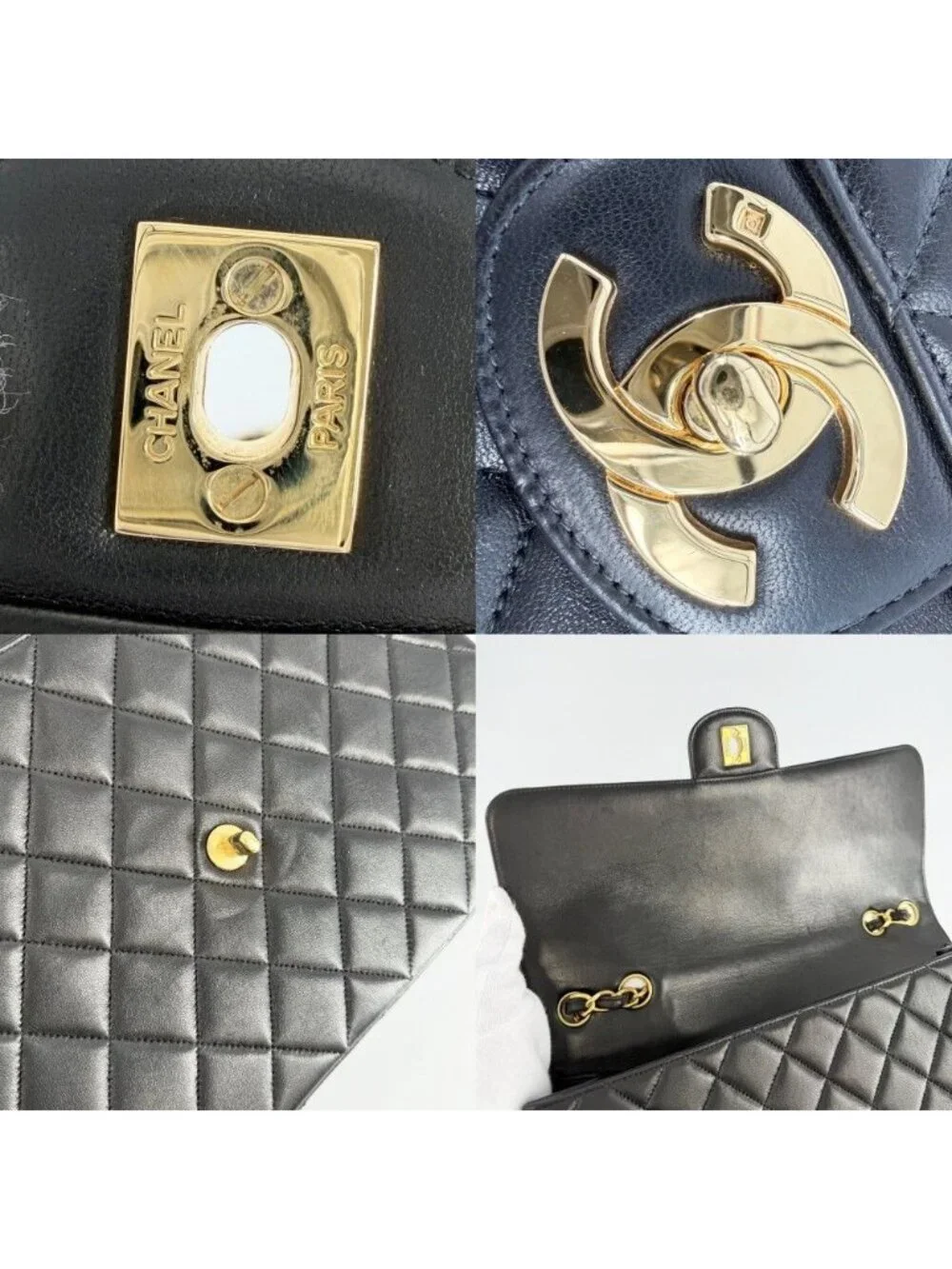 Chanel Shoulder Bag Maxi Quilted CC Logo Double Chain Crossbody Turnlock